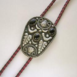 Vintage Mexican Alpaca and Onyx Bolo Tie